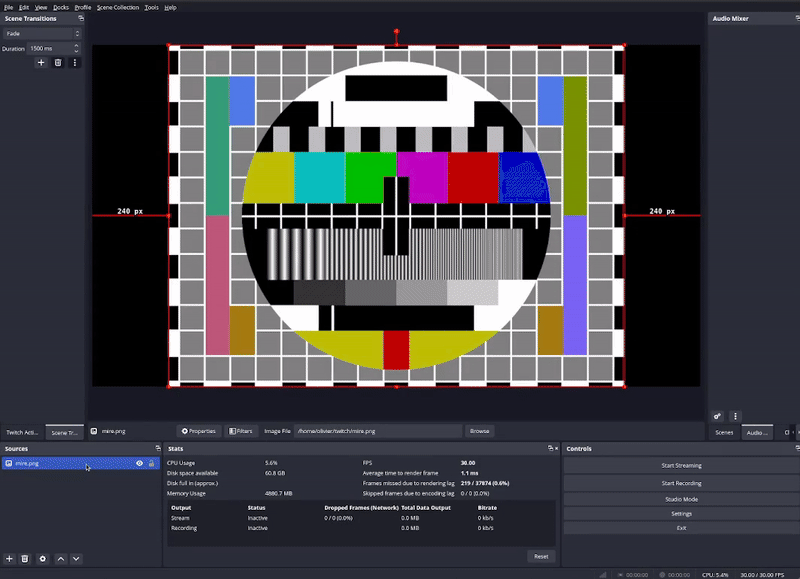 Scren record of OBS with the template filter